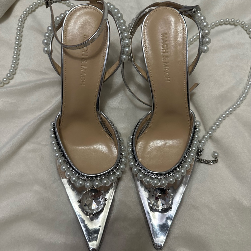 Mach & Mach Clear Heels with pearls Size 37 1/2